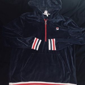 VERY RARE! FILA Half Zip Velour Hoodie